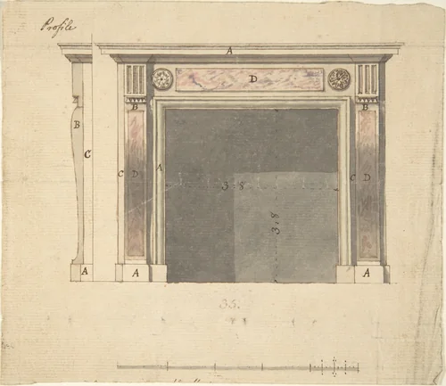 Design for a Chimneypiece by Sir William Chambers, drawing, 1740-1800