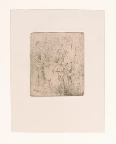 Zittende vrouw by Adrien Joseph Verhoeven-Ball, print, 1834-1882