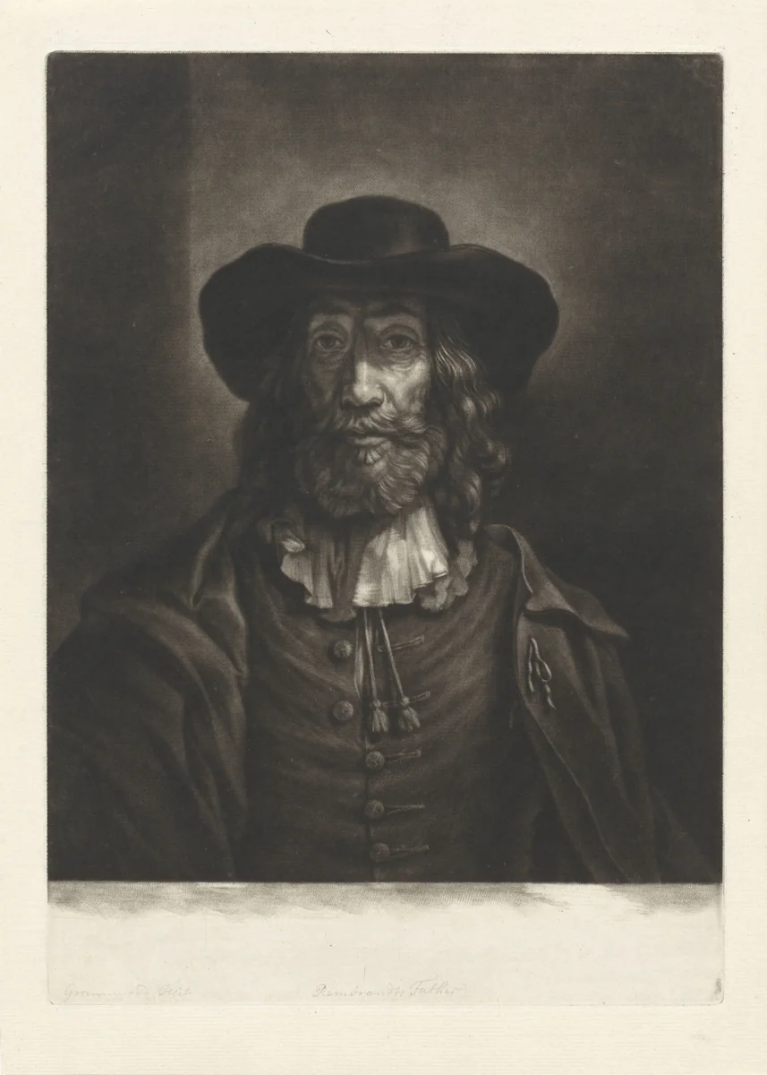 Portret van een oude man, mogelijk Harmen Gerritsz. van Rijn by John Greenwood, print, 1764