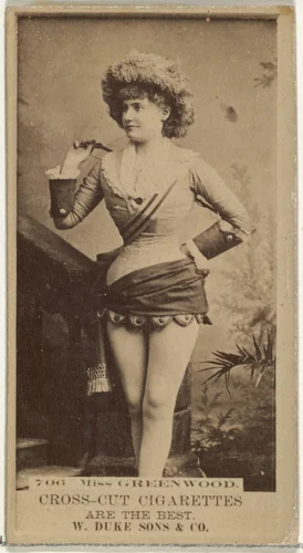 Card Number 706, Miss Greenwood, from the Actors and Actresses series (N145-3) issued by Duke Sons & Co. to promote Cross Cut Cigarettes by W. Duke, Sons & Co., photograph, 1880-1889