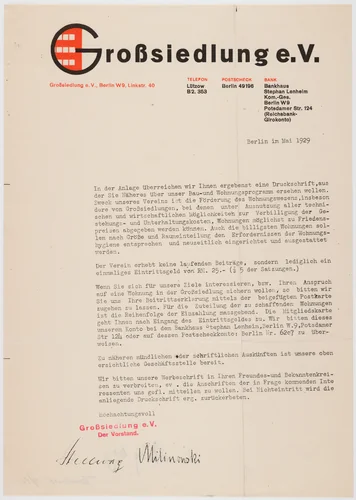 Großsiedlung e.V by László Moholy-Nagy, design, 1929