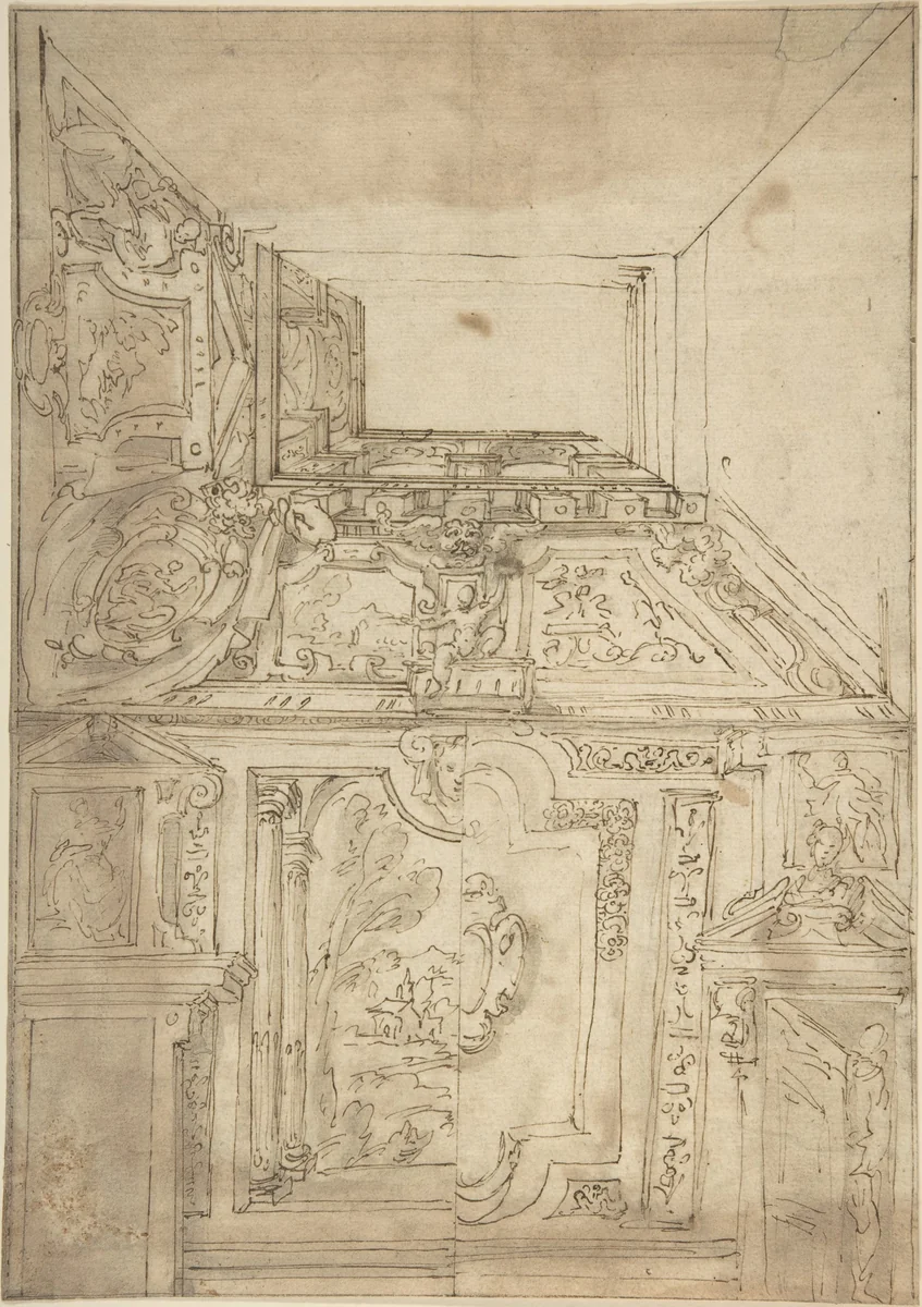 Study for a Vault by anonymous, drawing, 1600-1699