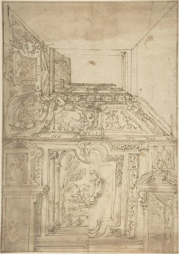 Study for a Vault by anonymous, drawing, 1600-1699