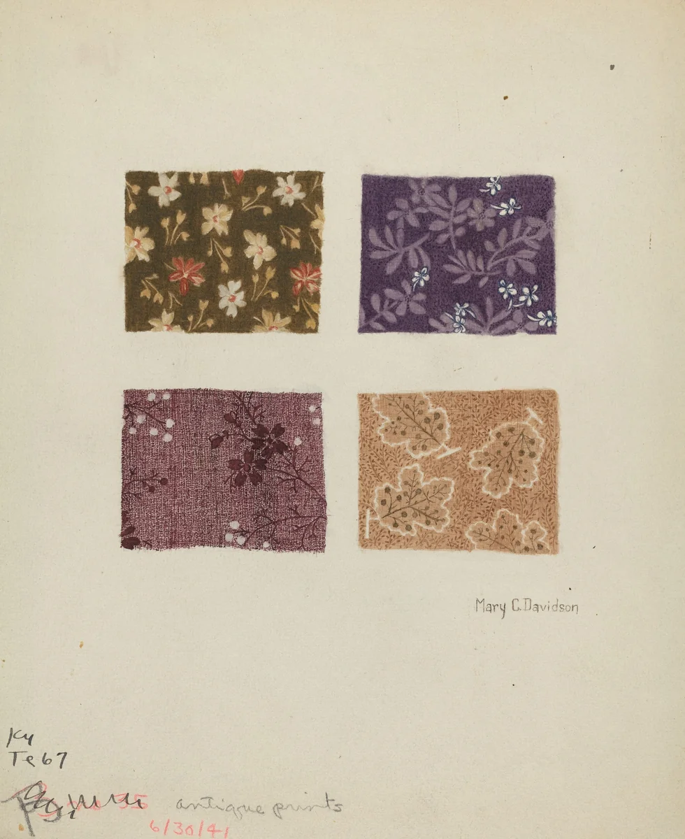 Printed Swatches by Mary C. Davidson, index of american design, 1941