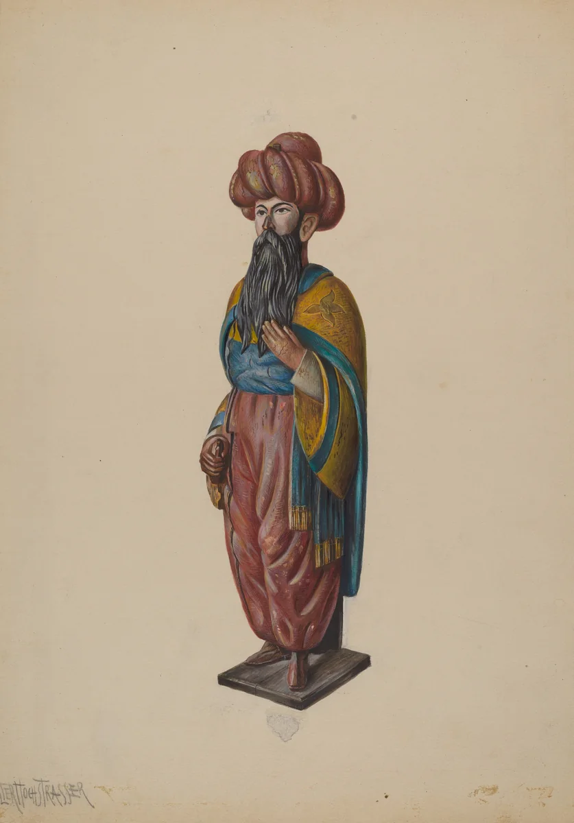 Cigar Store Turk by Walter Hochstrasser, index of american design, 1936