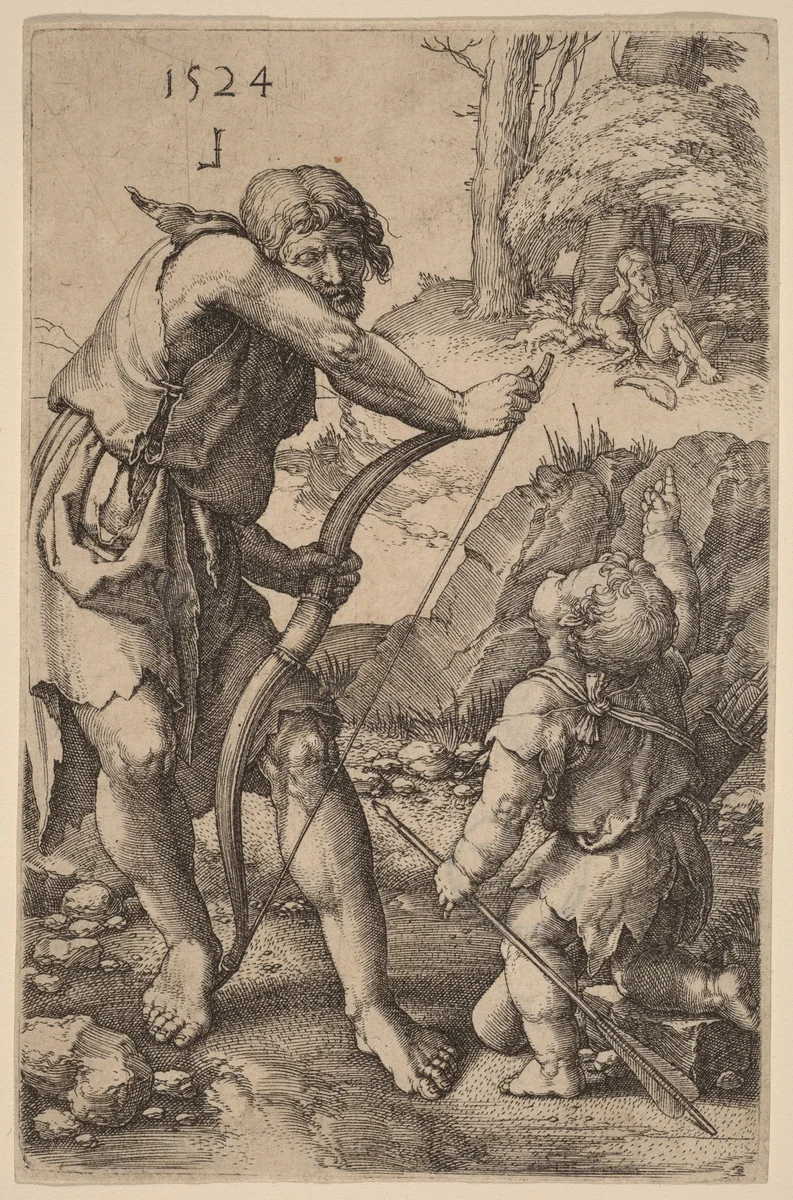 Lamech and Cain by Lucas van Leyden, print, 1524
