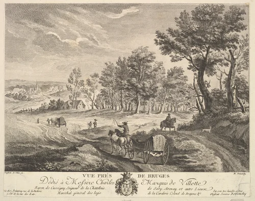 View near Bruges (Vue Prés [sic] de Bruges) by Martin de Monchy, print, 1746-1830