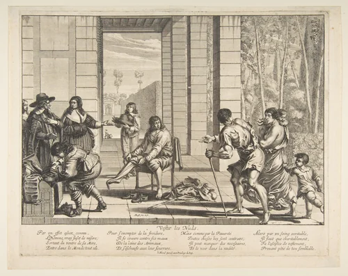 Clothing Beggars (Vêtir les nus) by Abraham Bosse, print, 1602-1676