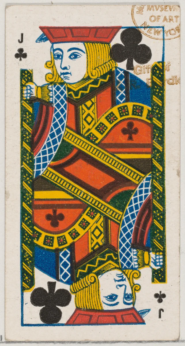 Jack of Clubs (black), from the Playing Cards series (N84) for Duke brand cigarettes by W. Duke, Sons & Co., print, 1888