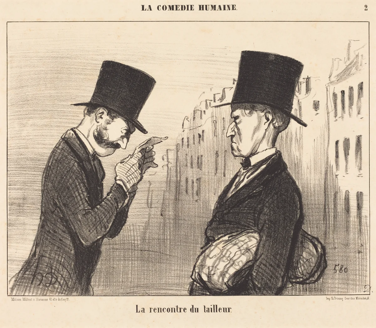 La Rencontre du tailleur by Honoré Daumier, print, 1853