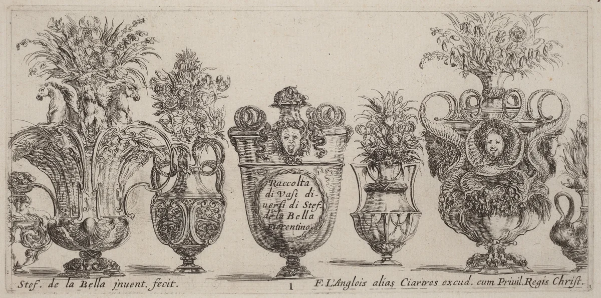 Fantastic Vases by Stefano della Bella, print, 1646