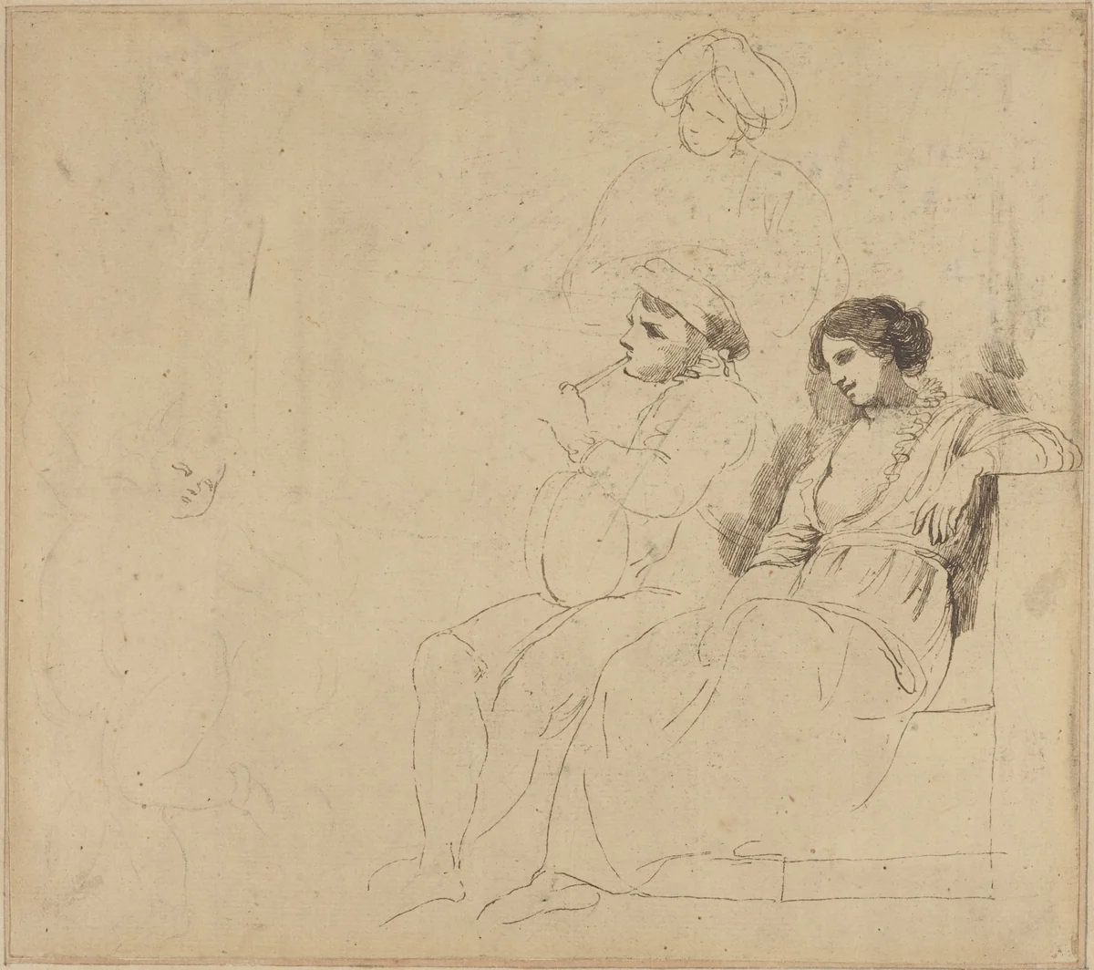 Study for "The Rustic Dancers" by John Hamilton Mortimer, drawing, 1770-1774