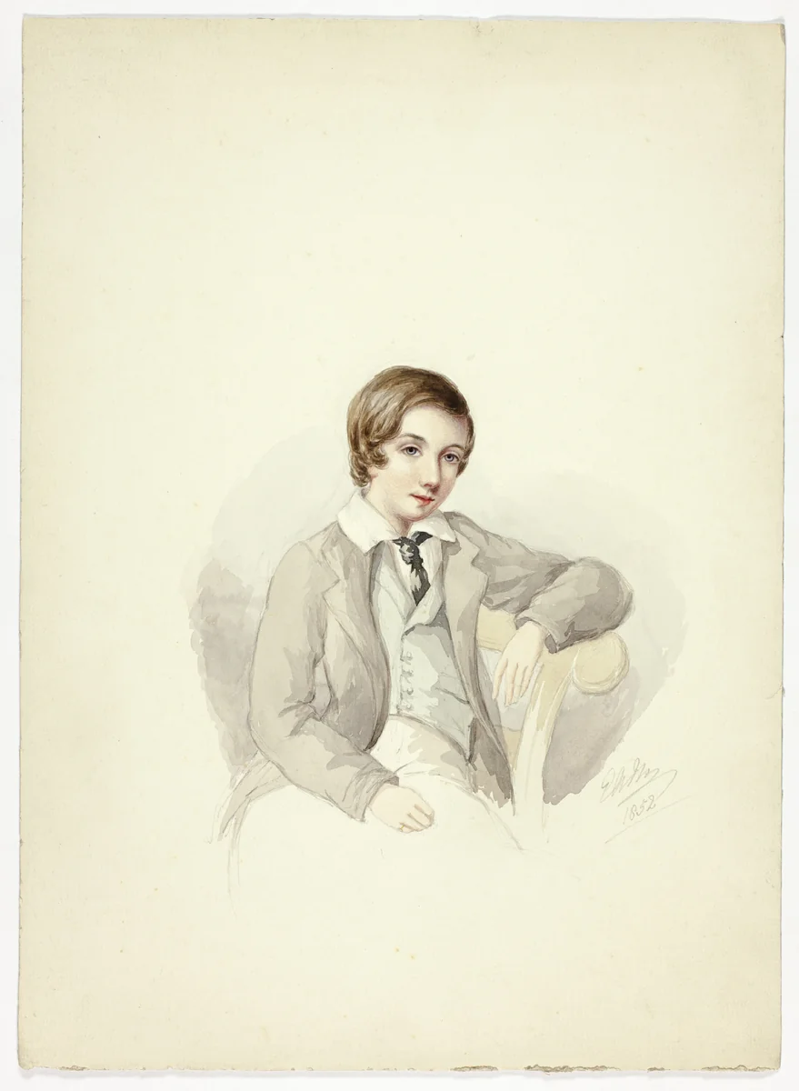 Youth Leaning on Chair by Elizabeth Murray, painting, 1852