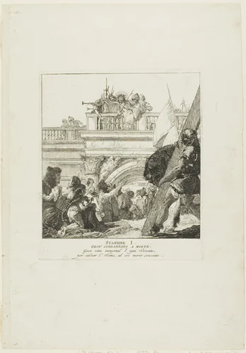 Christ is Condemed to Death, plate one from Stations of the Cross by Giovanni Domenico Tiepolo, print, 1748