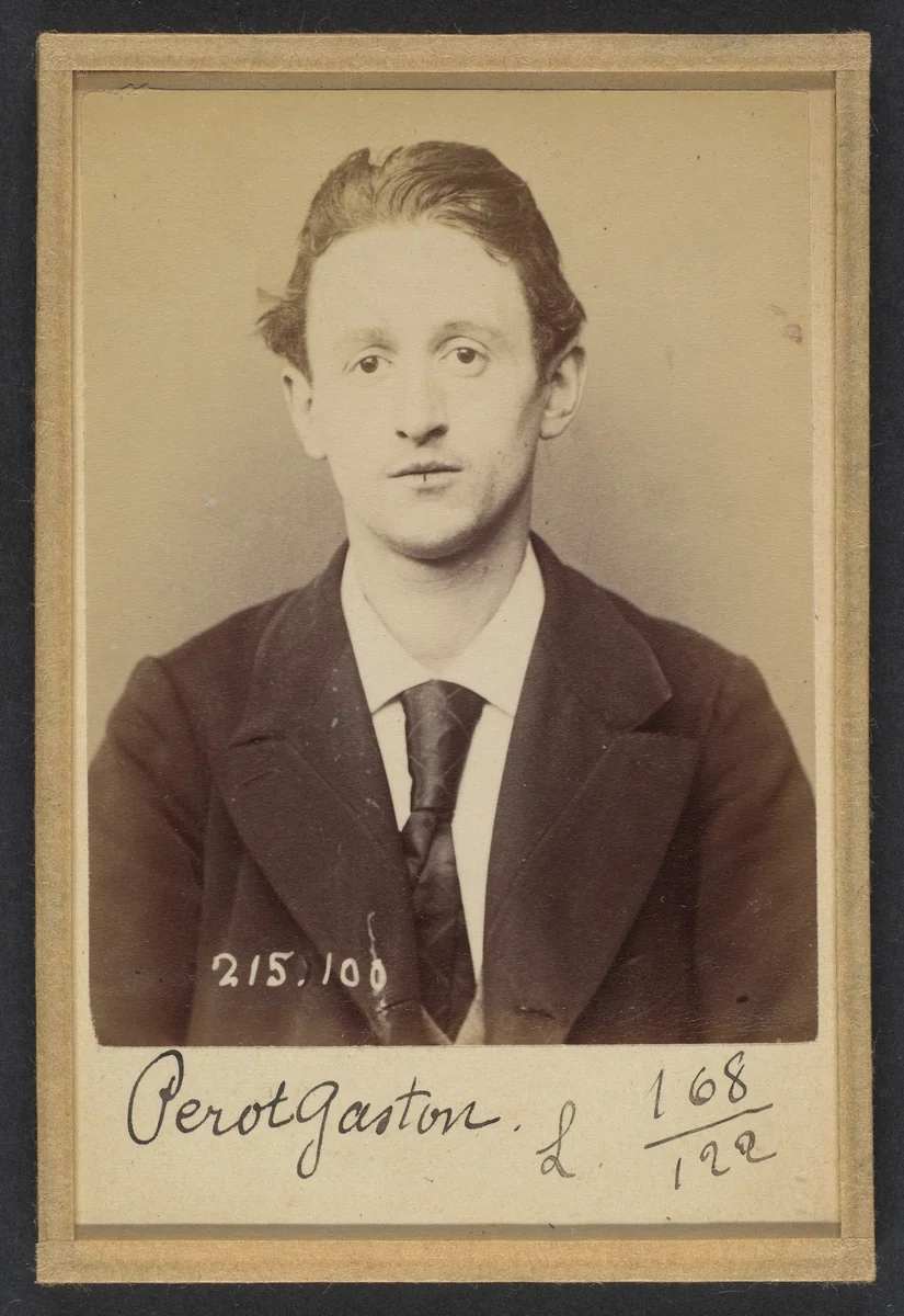 Perot. Gaston, Auguste. 22 ans, né à Paris XVllle. Journalier. Anarchiste. 4/3/94. by Alphonse Bertillon, photograph, 1894