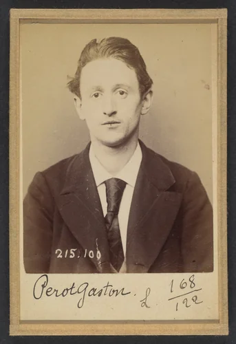 Perot. Gaston, Auguste. 22 ans, né à Paris XVllle. Journalier. Anarchiste. 4/3/94. by Alphonse Bertillon, photograph, 1894