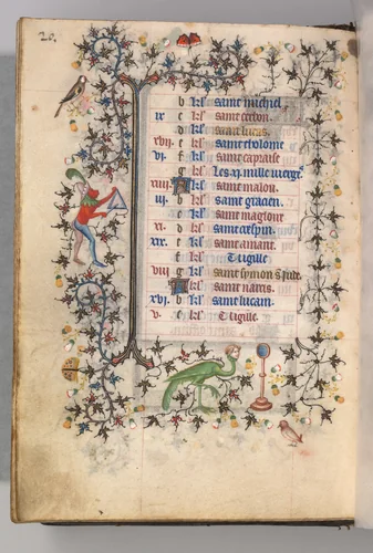 Hours of Charles the Noble, King of Navarre (1361-1425): fol. 10v, October by Master of the Brussels Initials and Associates, book, 1400-1410