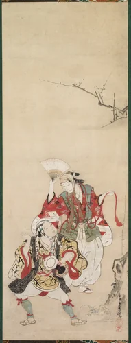 Spring Dancers (Manzai) by Miyagawa Chōshun (宮川長春), painting, 1700-1753