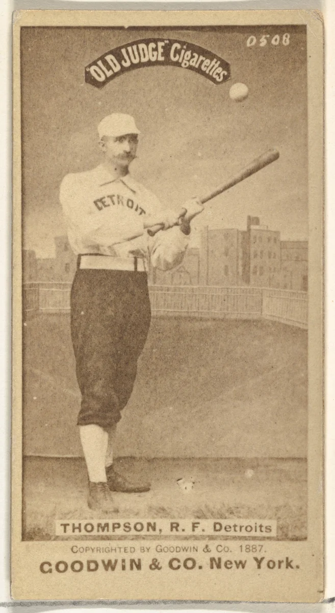 Samuel Luther "Sam" Thompson, Right Field, Detroit Wolverines, from the Old Judge series (N172) for Old Judge Cigarettes by Goodwin & Company, photograph, 1887
