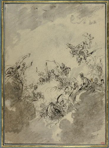 Study for Apotheosis of Hercules by Jacob de Wit, drawing, 1746-1754