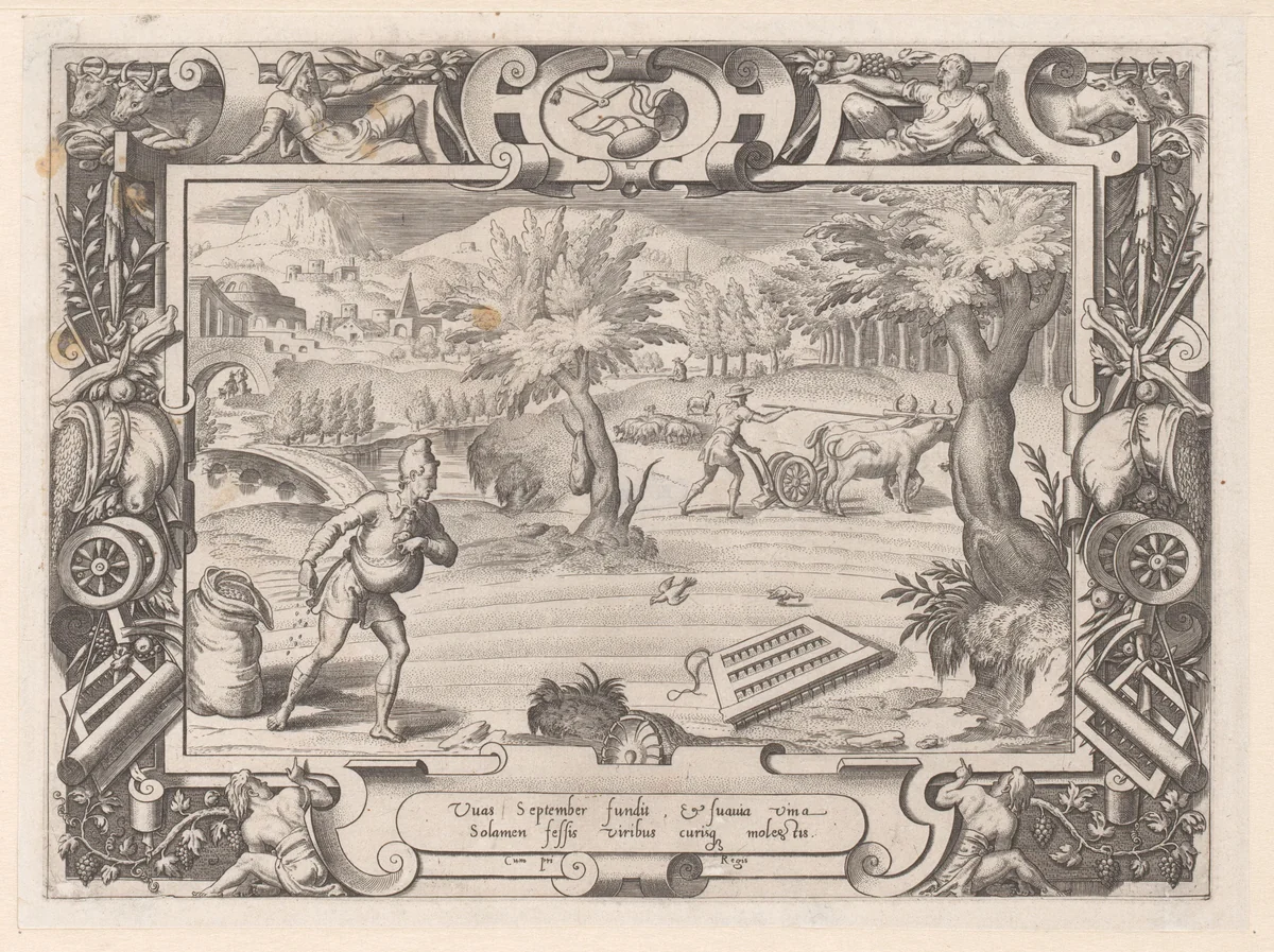 September by Etienne Delaune, print, 1566