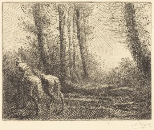 Return from the Plowing (Le retour de labourage) by Alphonse Legros, print, 1837-1911