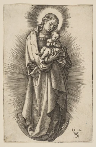 Virgin and Child on the Crescent with a Diadem by Albrecht Dürer, print, 1514