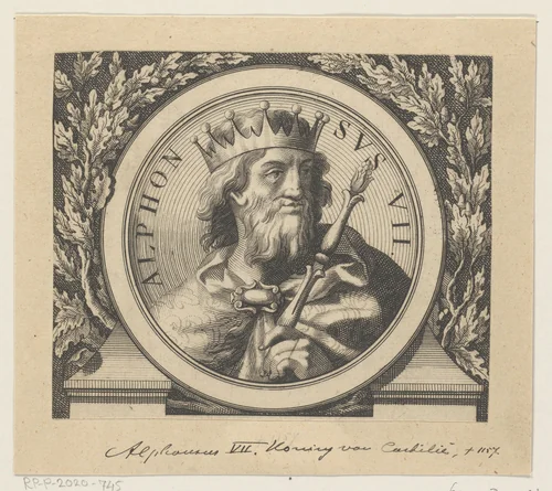 Portret van Alfons VII, koning van León en Castilië by Jacques Blondeau, print, 1698