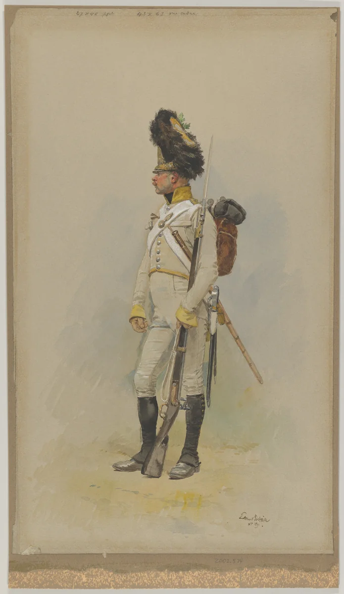 A Standing Grenadier of the Municipal Guard by Edouard Detaille, drawing, 1891