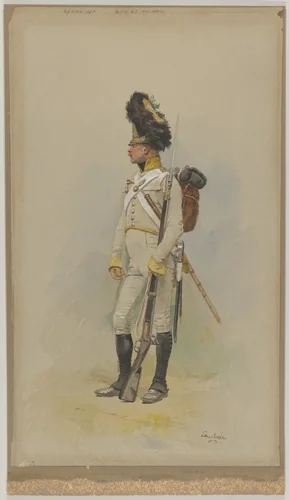 A Standing Grenadier of the Municipal Guard by Edouard Detaille, drawing, 1891