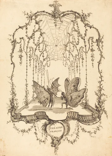 Théâtre Français (French Theater) by Charles Germain de Saint-Aubin, print, 1756