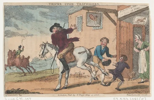 Tricks Upon Travellers by Thomas Rowlandson, print, 1808