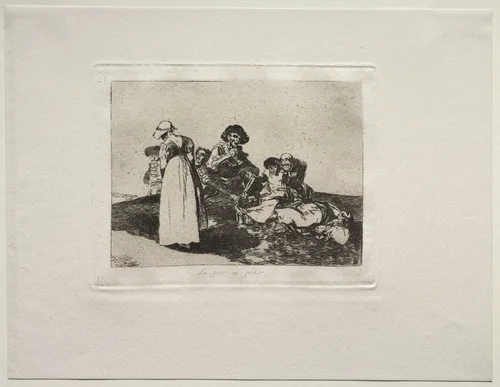 The Horrors of War: The Worst is to Beg by Francisco de Goya, print, 1810-1820
