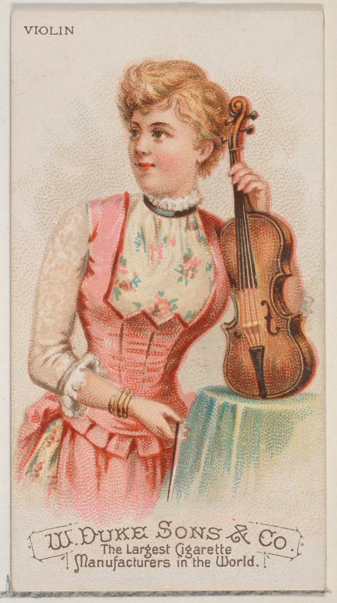 Violin, from the Musical Instruments series (N82) for Duke brand cigarettes by W. Duke, Sons & Co., print, 1888