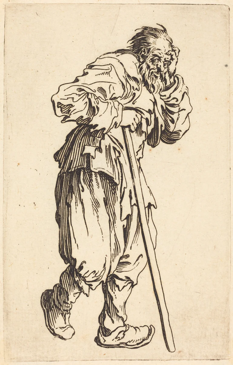 Beggar with a Stick by Jacques Callot, print, 1622