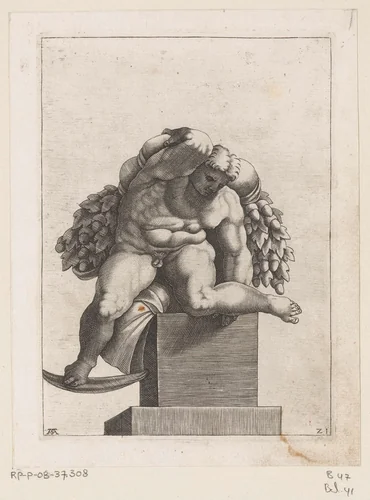 Zittend naakt by Unknown, print, 1585