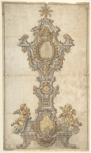 Monstrance by anonymous, drawing, 1700-1800