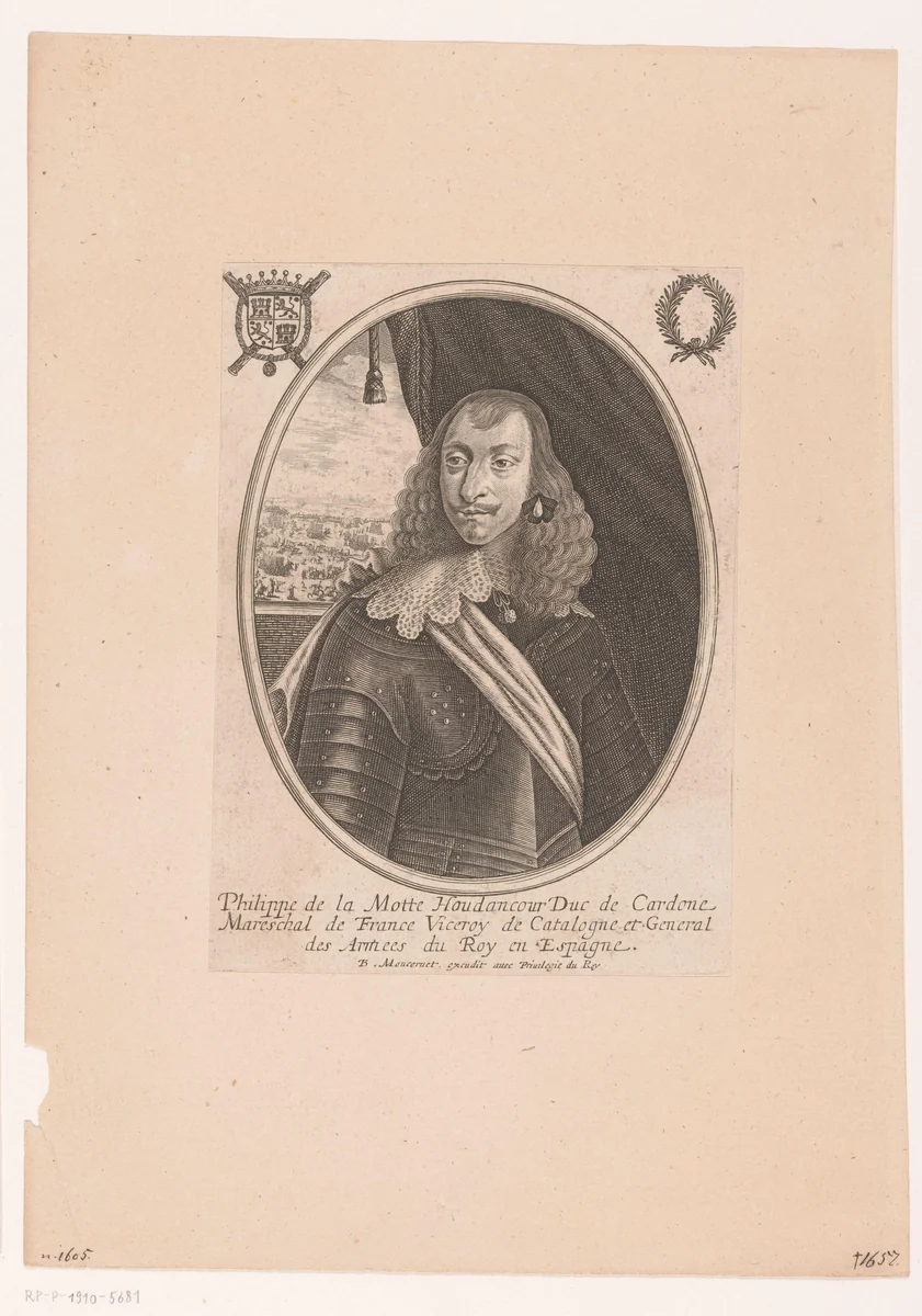 Portret van Philippe de La Mothe-Houdancourt by anonymous, print, 1645-1668