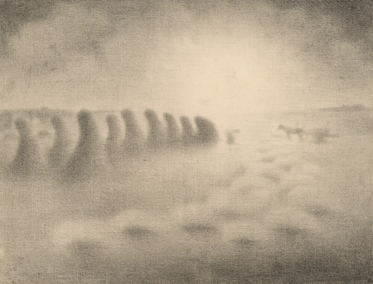 End of the Harvest by Charles Angrand, drawing, 1892-1905