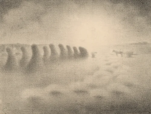 End of the Harvest by Charles Angrand, drawing, 1892-1905