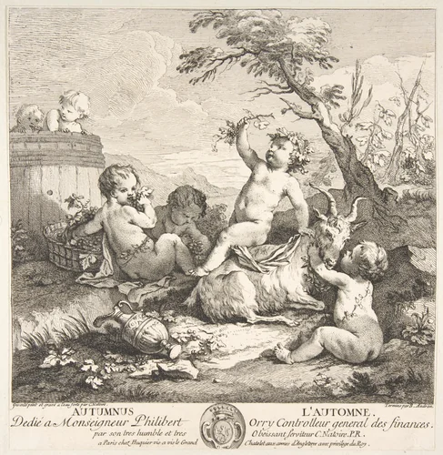 Fall by Charles Joseph Natoire, print, 1730-1760