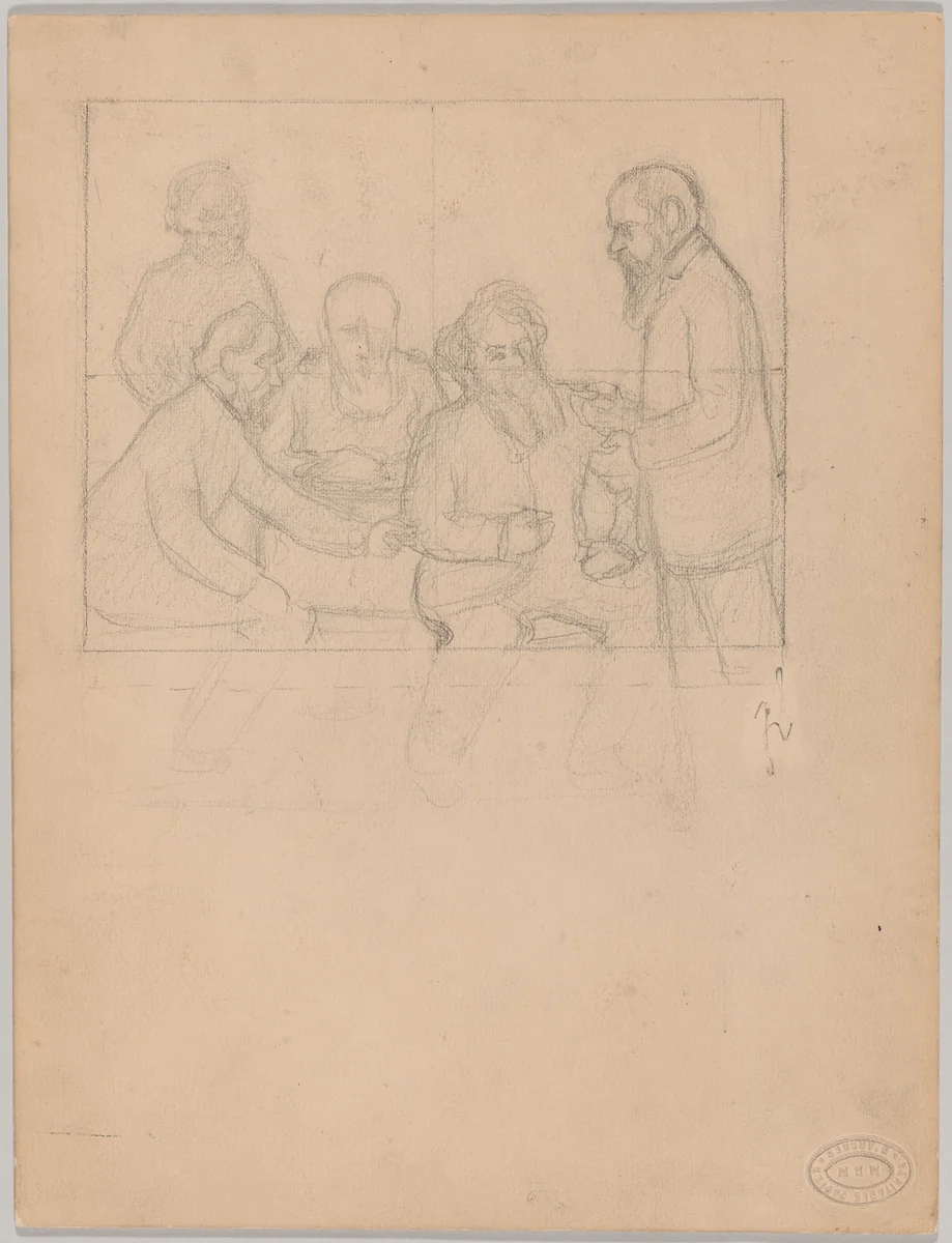 Study for 'Les cinq peintres' (The Five Painters) by Félix Vallotton, drawing, 1902-1903