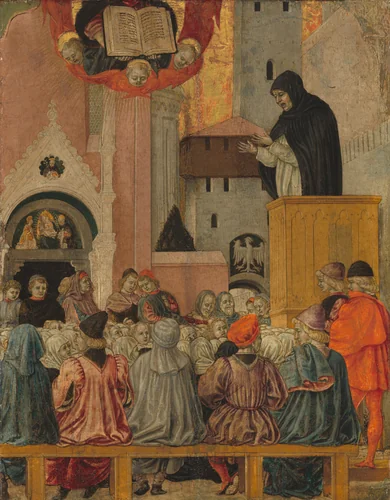 A Dominican Preaching by Agnolo degli Erri, painting, 1470