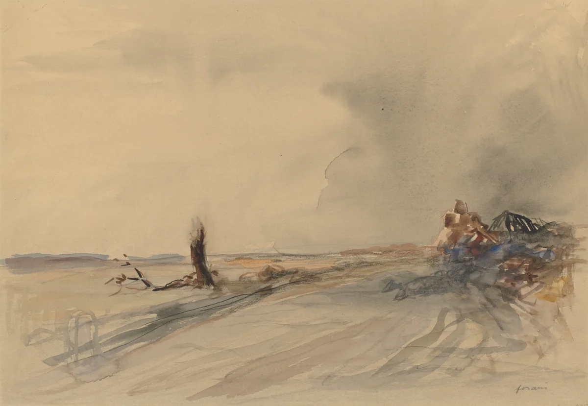 Devastated Land (recto) by Jean-Louis Forain, drawing, 1914-1924