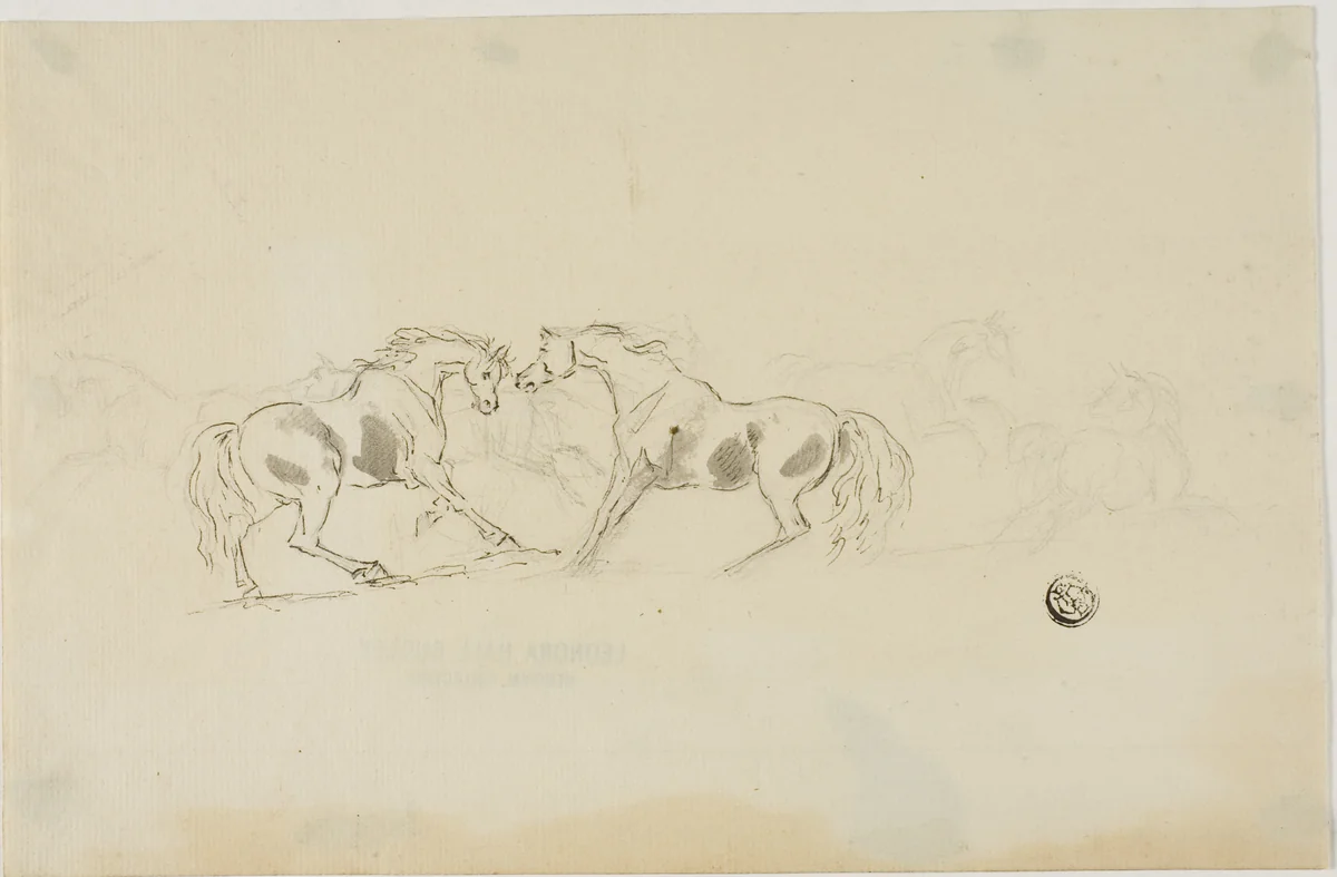 Horses Fighting by Sawrey Gilpin, drawing, 1750-1859