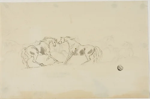 Horses Fighting by Sawrey Gilpin, drawing, 1750-1859