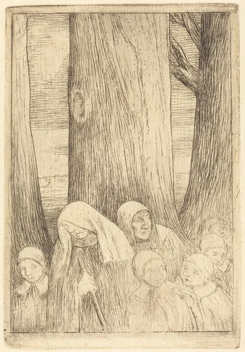 Orphans (Les orphelins (?)) by Alphonse Legros, print, 1837-1911