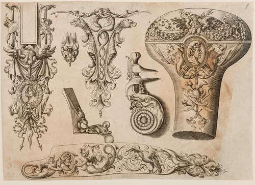 Plate One from Plusieurs Models des plus nouuelles manieres qui sont en usage en l'Art de Arquebuzerie by C. Jacquinet, print, 1635-1685