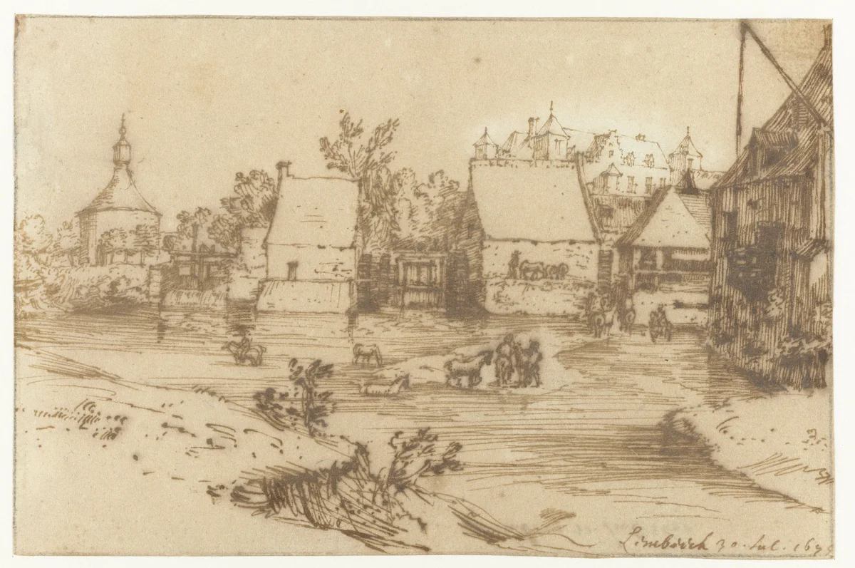 Gezicht op Lembeek by Constantijn Huygens, drawing, 1675
