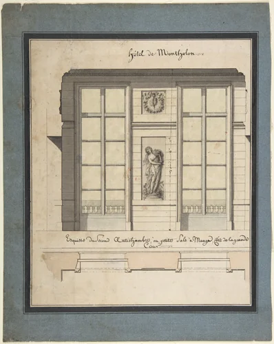 Section and Plan of the Small Dining Room of the Hôtel de Montholon by Jean Jacques Lequeu, drawing, 1785-1786